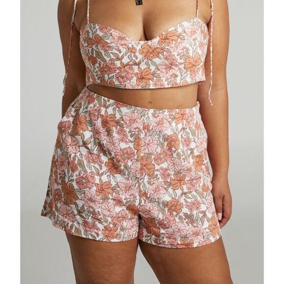 Showpo. Pants - Showpo Amalie Lorete Floral Linen Shorts High Waist Summer Women 14